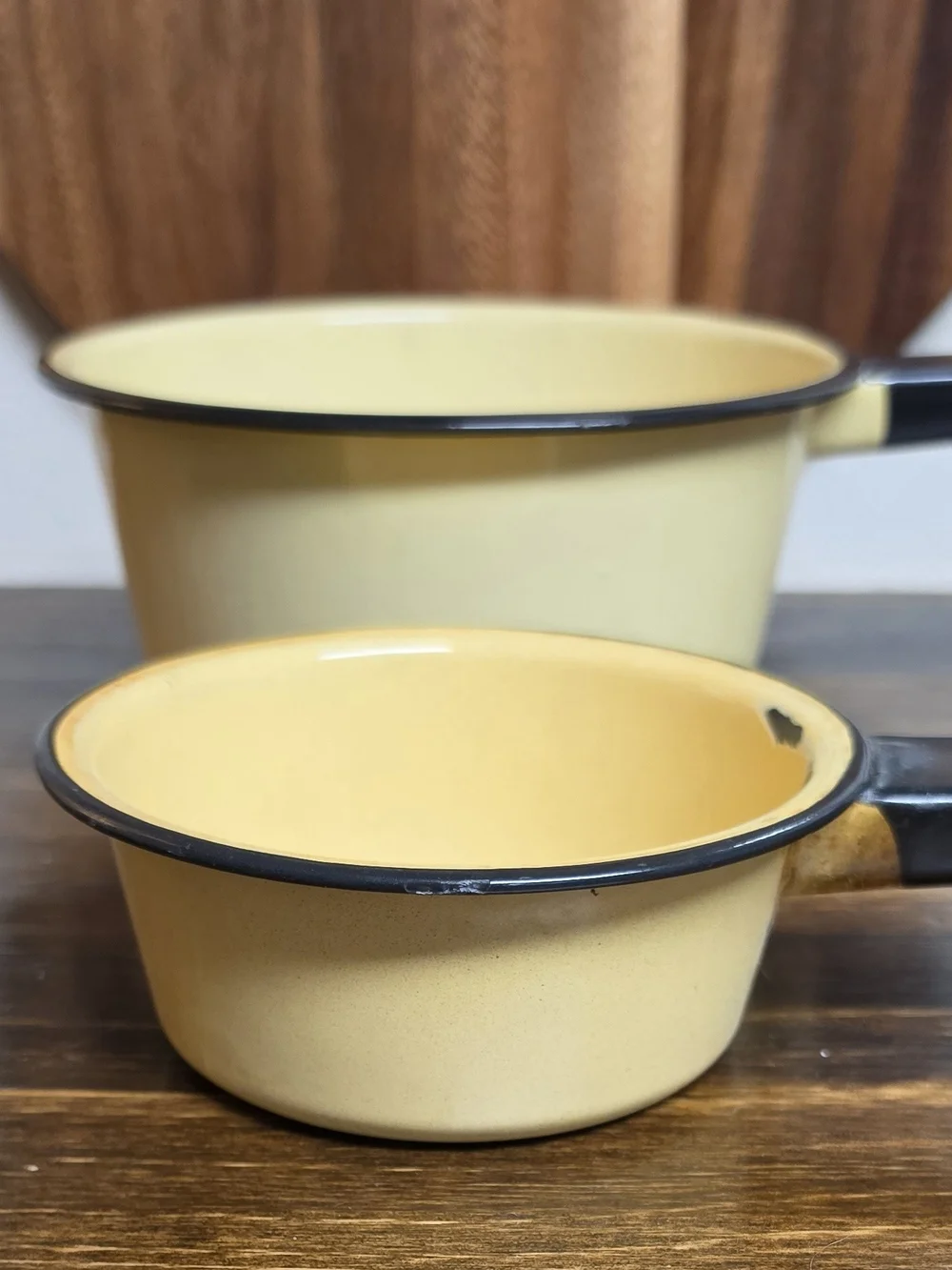 Vintage Yellow Metal Pots